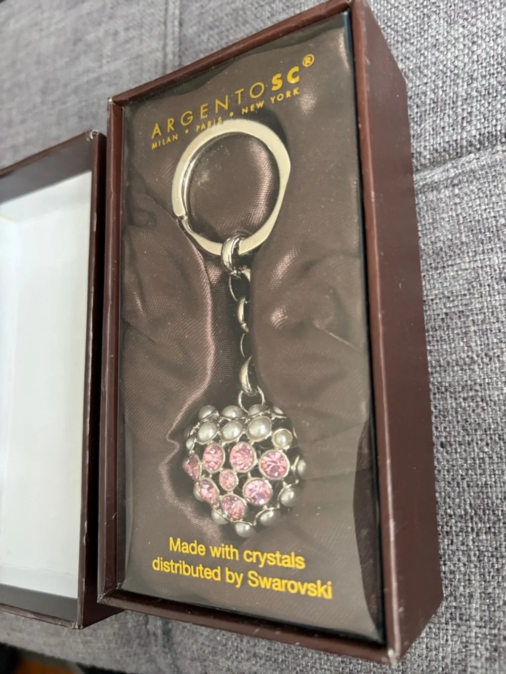 Pink Crystal Heart Keyring Swarovski crystals - Picture 7 of 7